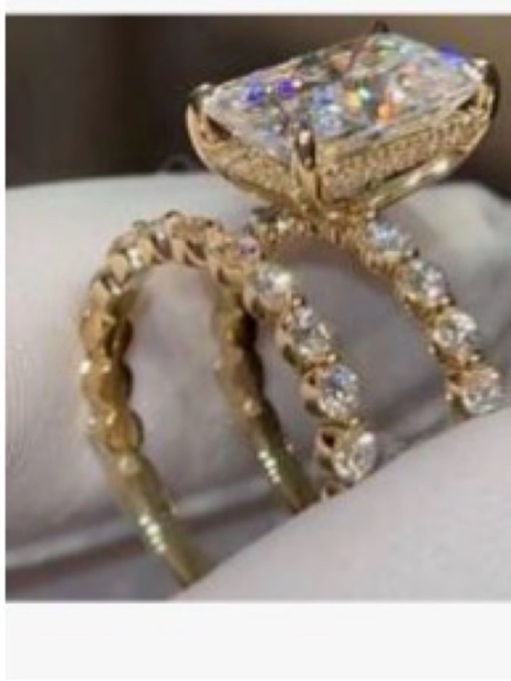 Gold Cubic Zirconia Stackable Ring Set